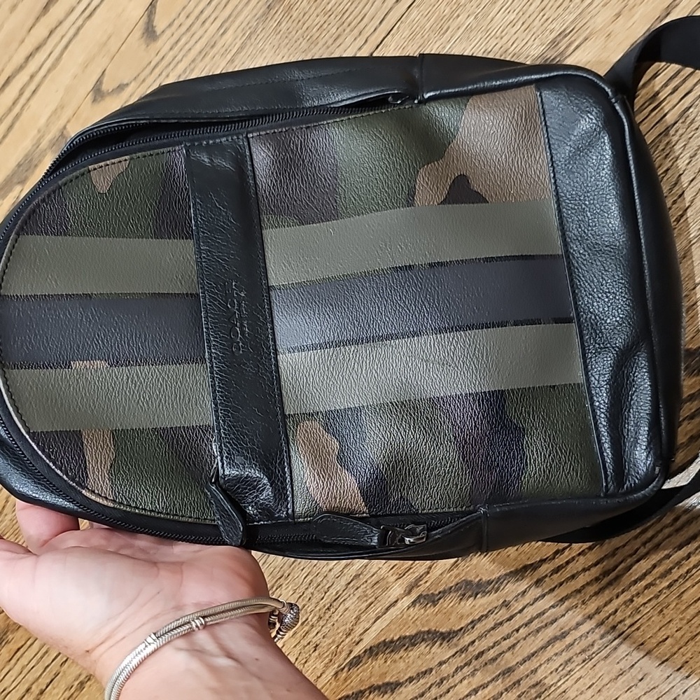Coach Men's Charles Black and Green Camouflage Backpack - Picture 3 of 8